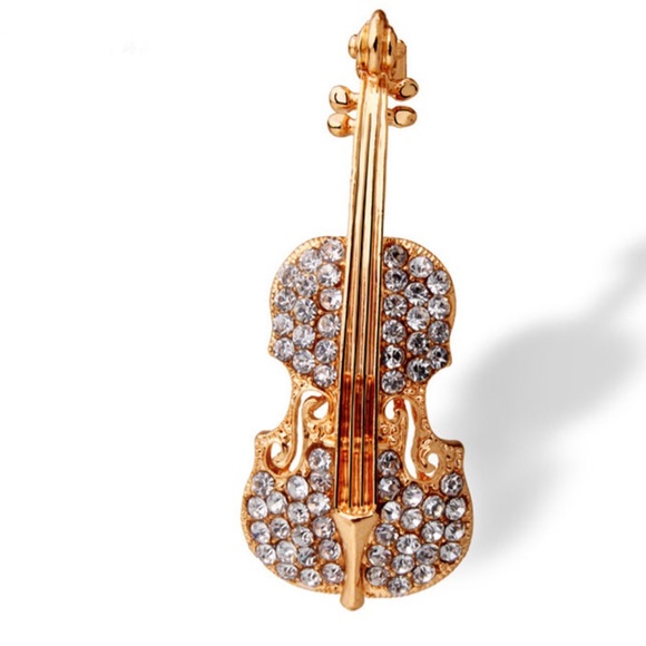 NWT Violin brooch in gold or silver - Picture 4 of 8